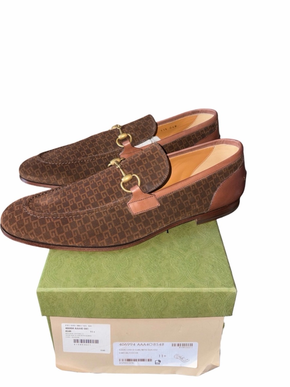 Gucci Brown Monogram Horsebit Loafers size 11.5